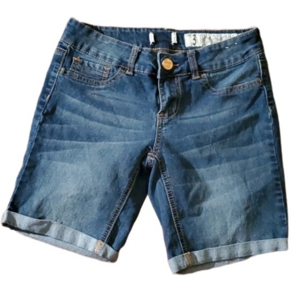 Indigo Rein shorts womens size 3 denim jean Bermuda